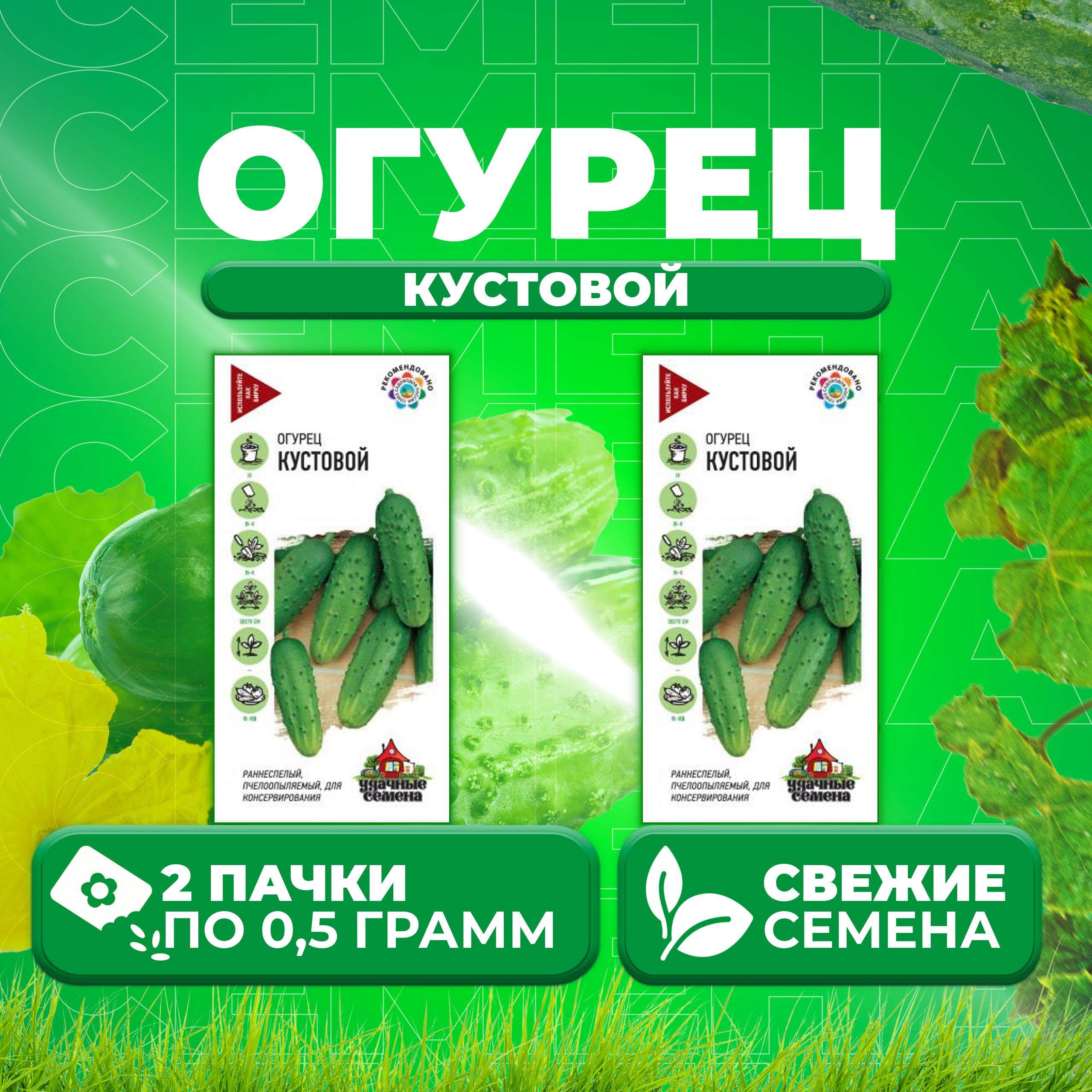 

Семена огурец Кустовой Удачные семена 10002430-2 2 уп., 10002430