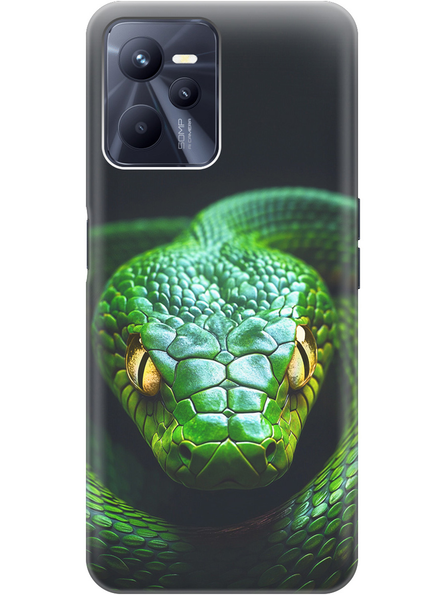 

Силиконовый чехол на Realme C35 с принтом "Зеленая змея", Прозрачный;черный;серебристый;зеленый, 741744613