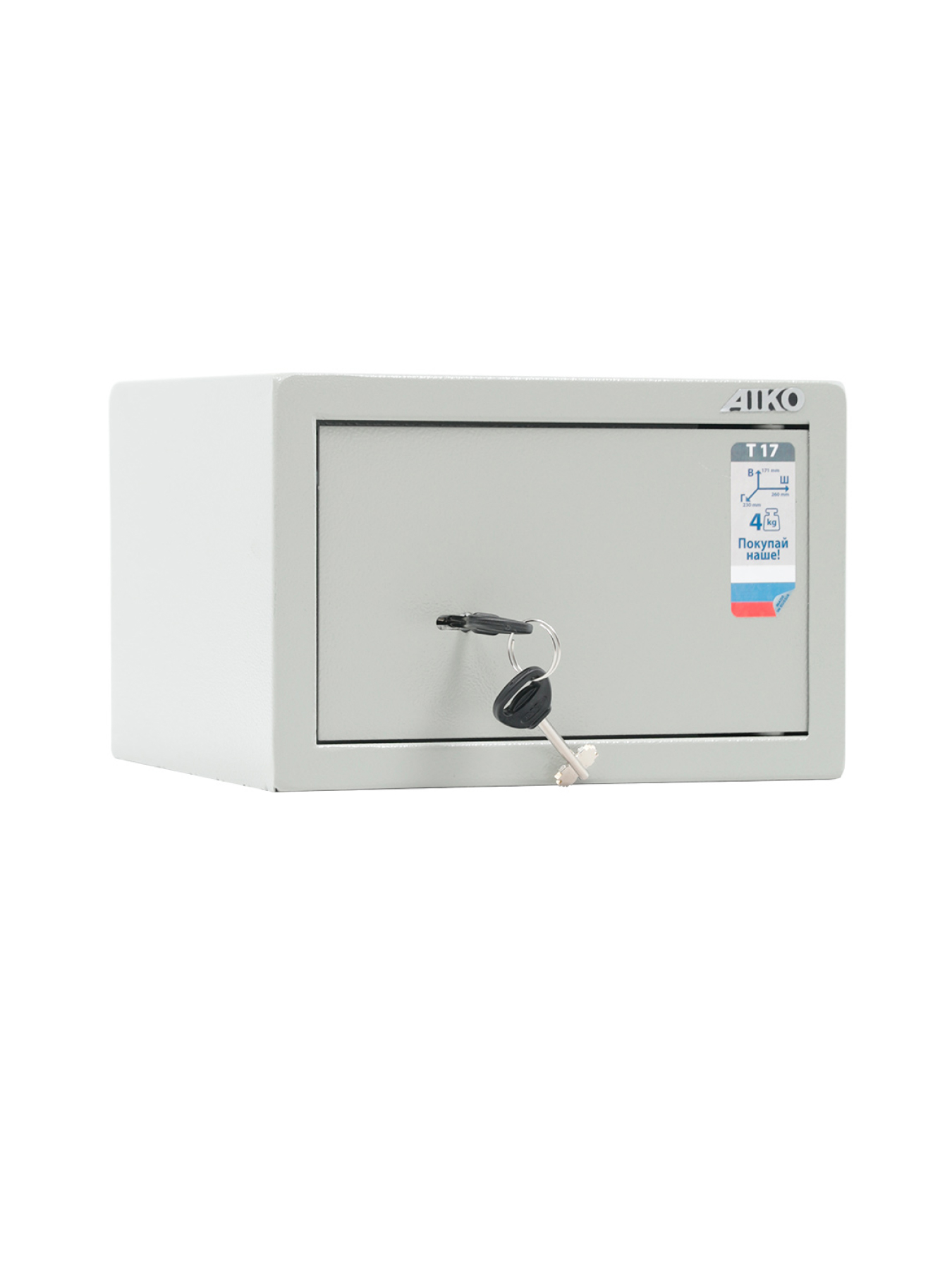 

Сейф мебельный AIKO T-17 ключевой замок, 17,1x26x23 см, Серый, T-17