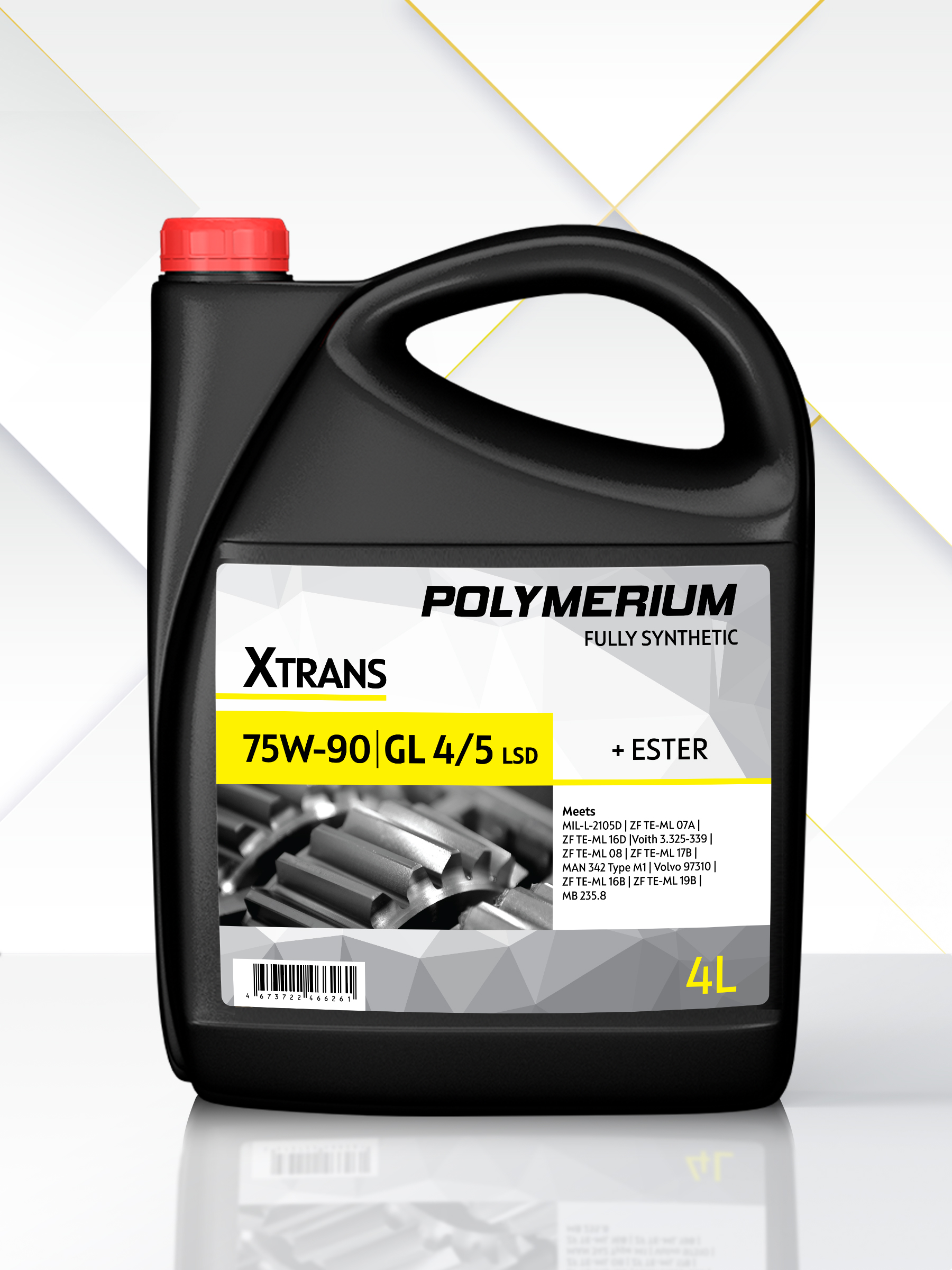 Cинтетическое трансмиссионное масло Polymerium Xtrans 75W-90 GL 4/5 Fully synthetic 4 л