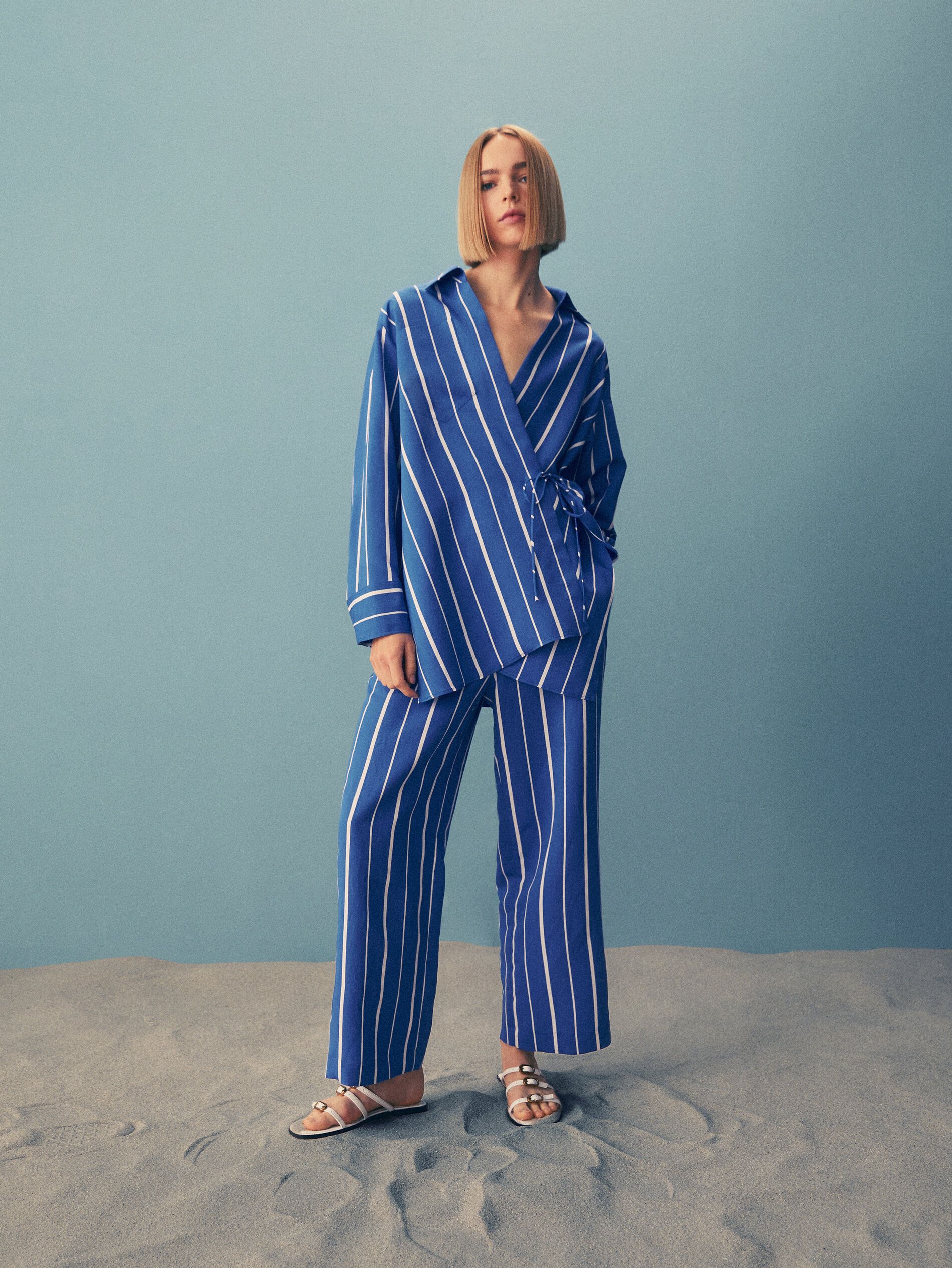 

Брюки женские Massimo Dutti 052626604 голубые S, Голубой, 052626604