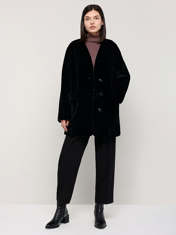 Шуба женская ALEF 7132/80 черная 44 RU