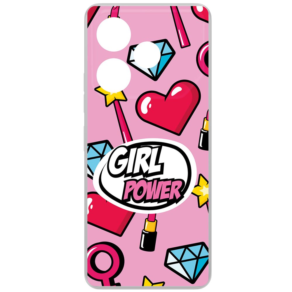

Чехол-накладка Krutoff Clear Case Girl Power для TECNO Pova 6, Прозрачный