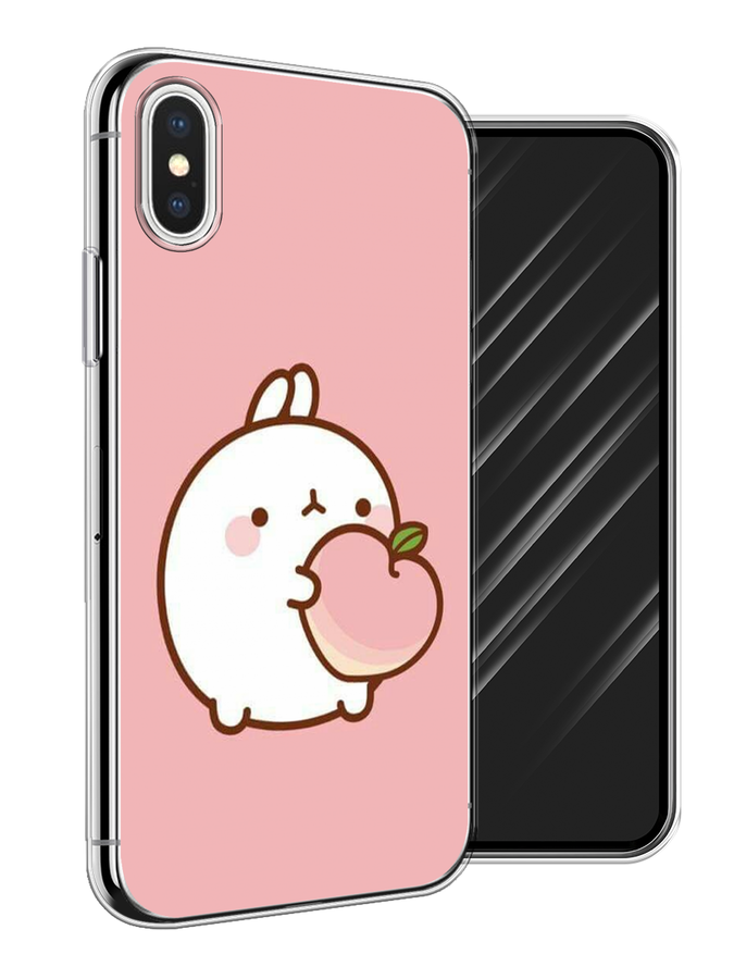 

Чехол Awog на Apple iPhone XS (10S) / Айфон XS (10S) "Кролик с персиком", Разноцветный, 11850-1