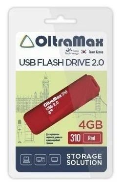 

Флешка Oltramax OM-4GB-310 4 ГБ красный (OM-4GB-310 Red), OM-4GB-310