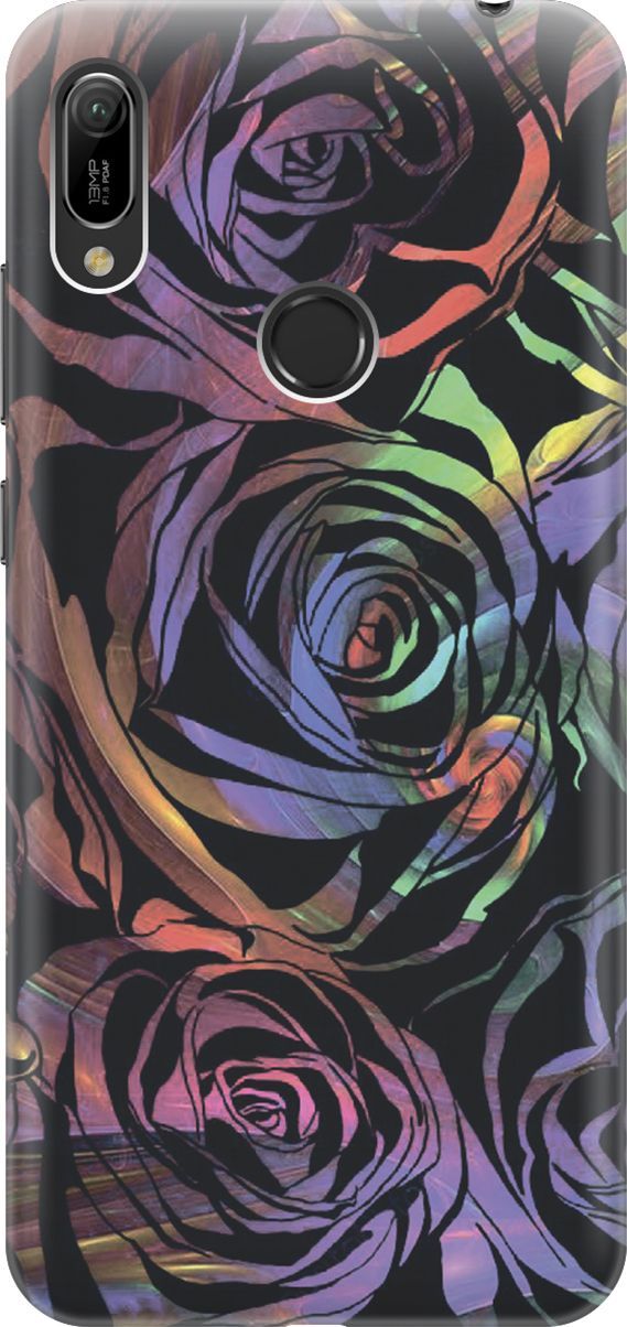 

Чехол на Honor 8A/8A Pro/Huawei Y6 (2019)/Y6 Prime (2019) "Мрачные розы", Фиолетовый;черный, 6028