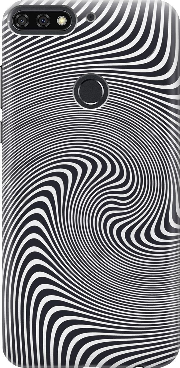 

Чехол на Honor 7C/7A Pro/Huawei Y6 Prime (2018) "Черно-белая иллюзия", Белый;серый, 6186