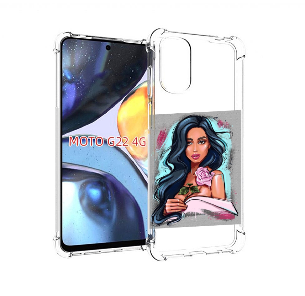 

Чехол MyPads Девушка-с-розовой-розочкой женский для Motorola Moto G22 4G, Прозрачный, Tocco