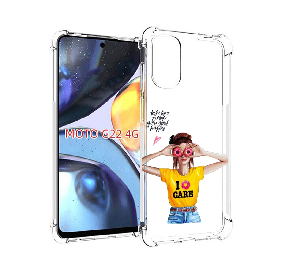 

Чехол MyPads Девушка-с-пончиками женский для Motorola Moto G22 4G, Прозрачный, Tocco
