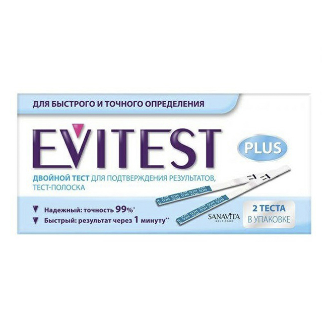 Купить Тест для определения беременности Evitest Plus тест-полоски 2 шт.