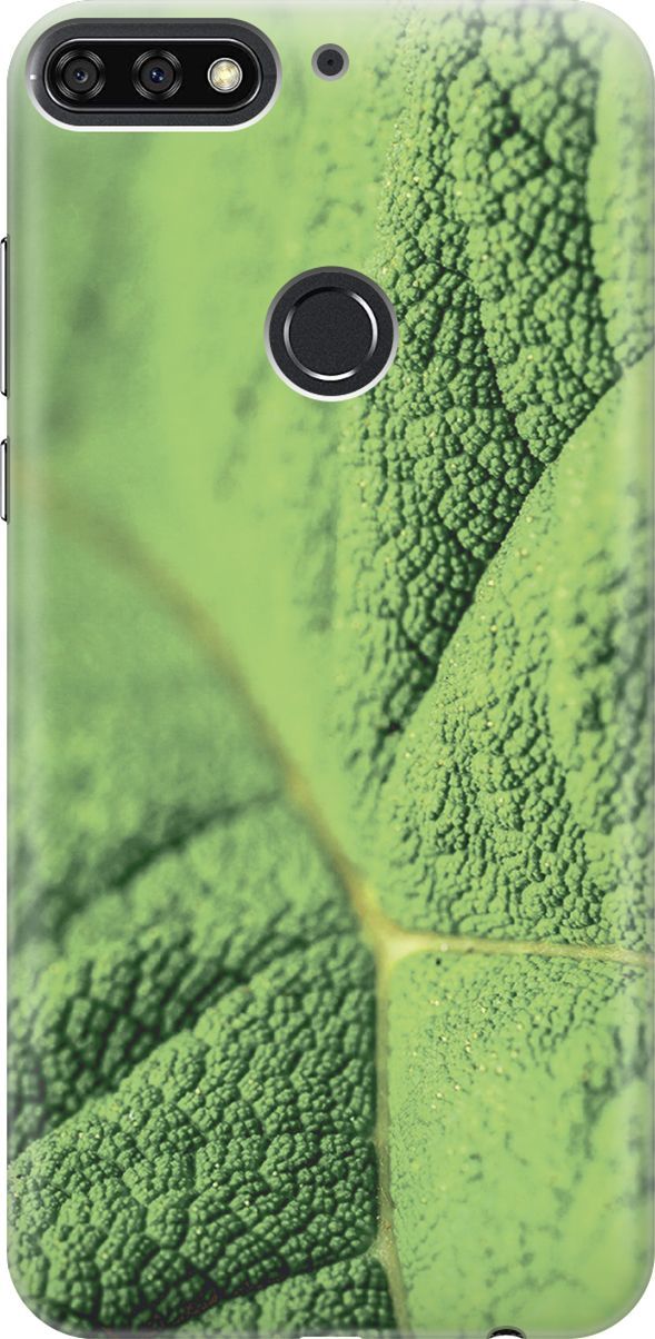 

Чехол на Honor 7C/7A Pro/Huawei Y6 Prime (2018) "Лист в макро", Зеленый, 6003
