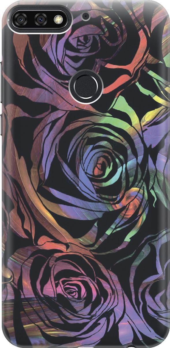 

Чехол на Honor 7C/7A Pro/Huawei Y6 Prime (2018) "Мрачные розы", Фиолетовый;черный, 6002