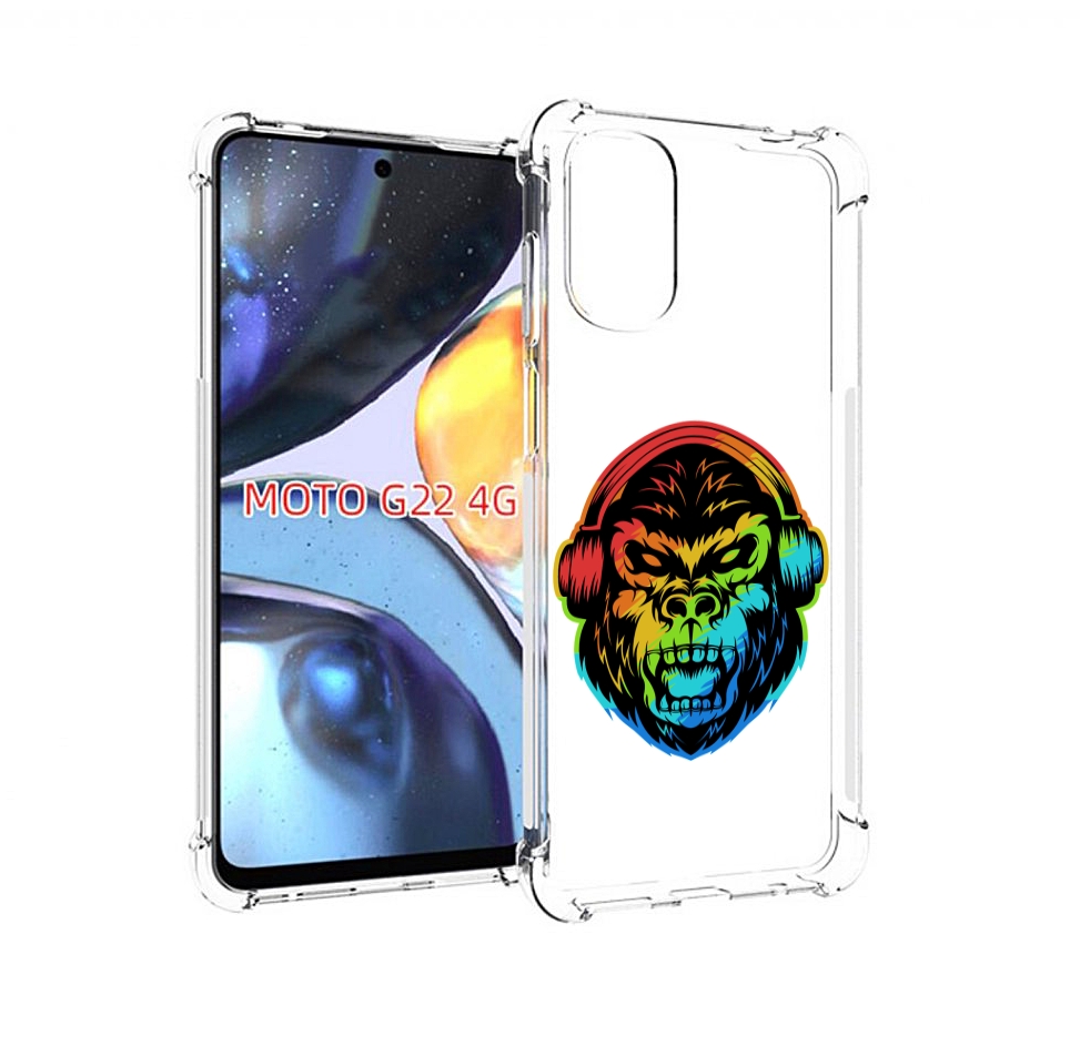 

Чехол MyPads Горилла-в-наушниках для Motorola Moto G22 4G, Прозрачный, Tocco