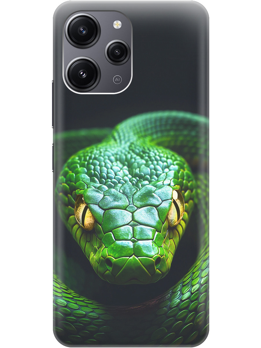 

Силиконовый чехол на Xiaomi Redmi 12 с принтом "Зеленая змея", Прозрачный;черный;серебристый;зеленый, 772621713