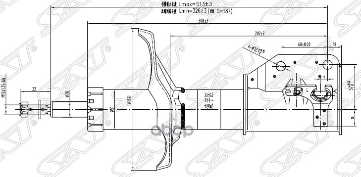 

Стойка Передняя Mazda Premacy/Familia/323 98-05 Lh Sat Арт. St-B25D-34-900