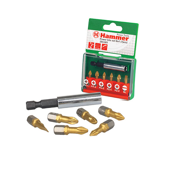 фото Набор бит set no1 (7pcs)hammerflex 203-901 pb ph/pz/sl 7шт. hammer flex