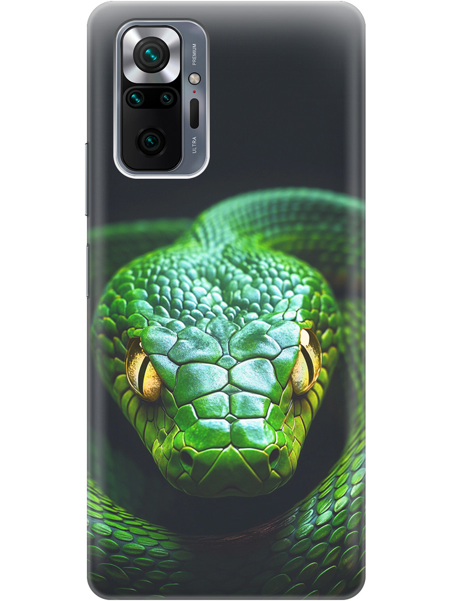 

Силиконовый чехол на Xiaomi Redmi Note 10 Pro с принтом "Зеленая змея", Прозрачный;черный;серебристый;зеленый, 725168113