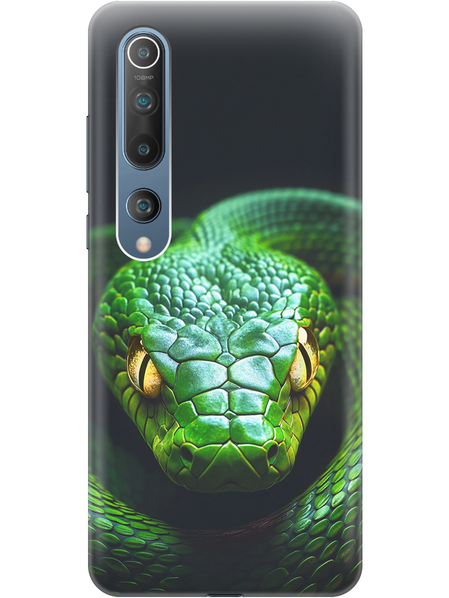 

Силиконовый чехол на Xiaomi Mi 10 с принтом "Зеленая змея", Прозрачный;черный;серебристый;зеленый, 722821113