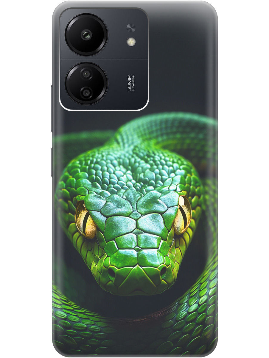 

Силиконовый чехол на Xiaomi Redmi 13C / Poco C65 с принтом "Зеленая змея", Прозрачный;черный;серебристый;зеленый, 777767713