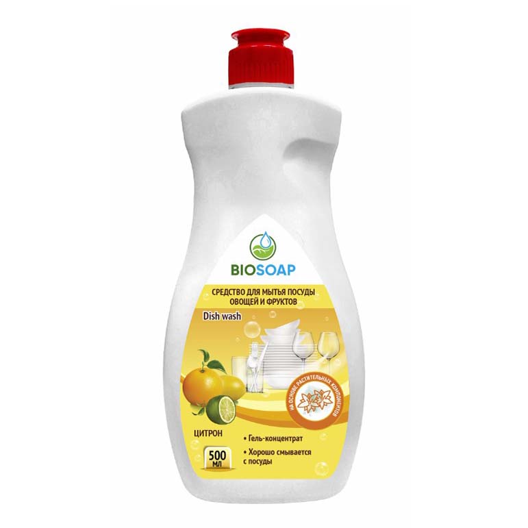 

Гель для мытья посуды Biosoap Dish wash Цитрон 500 мл