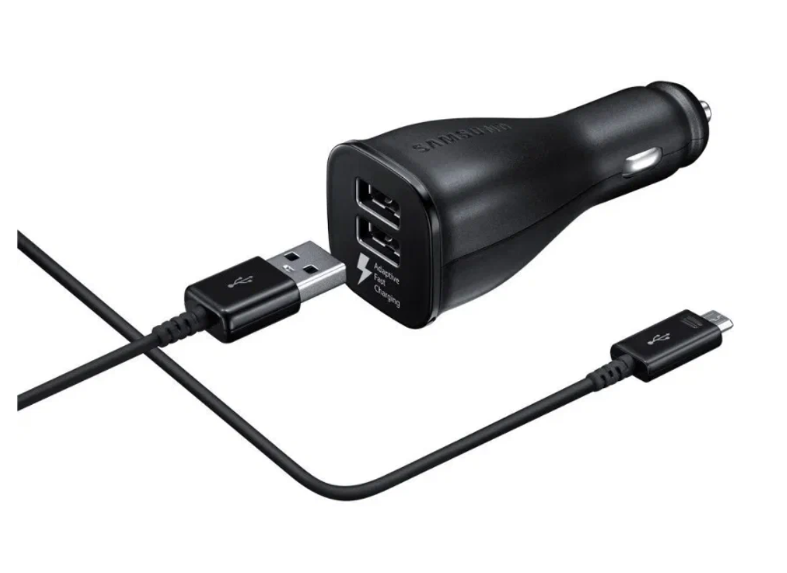 

Автомобильное зарядное устройство Samsung 2 USB + кабель, черный, Samsung 2 USB