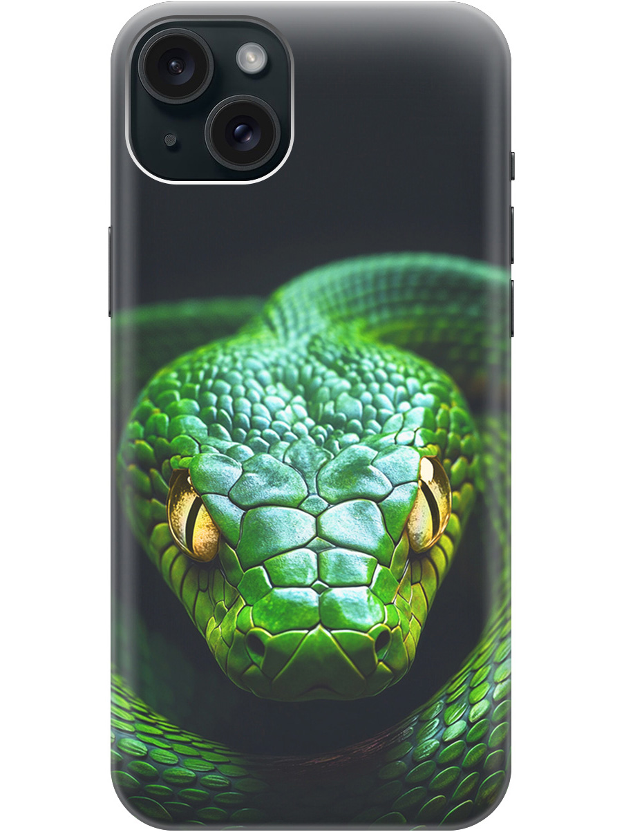 

Силиконовый чехол на Apple iPhone 15 Plus с принтом "Зеленая змея", Прозрачный;черный;серебристый;зеленый, 775147913