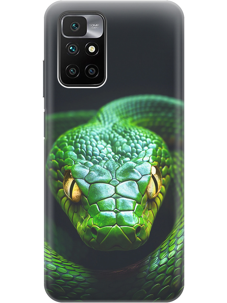

Силиконовый чехол на Xiaomi Redmi 10 с принтом "Зеленая змея", Прозрачный;черный;серебристый;зеленый, 731907113