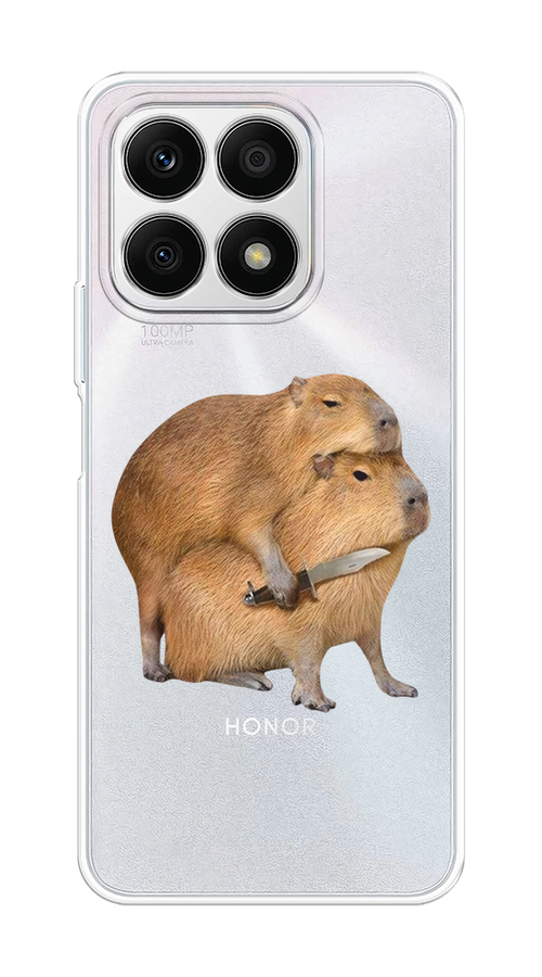 

Чехол на Honor X8A "Капибара с ножом", Бежевый, 6120750-1