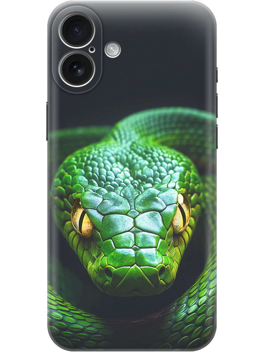 

Силиконовый чехол на Apple iPhone 16 Plus с принтом "Зеленая змея", Прозрачный;черный;серебристый;зеленый, 785197113