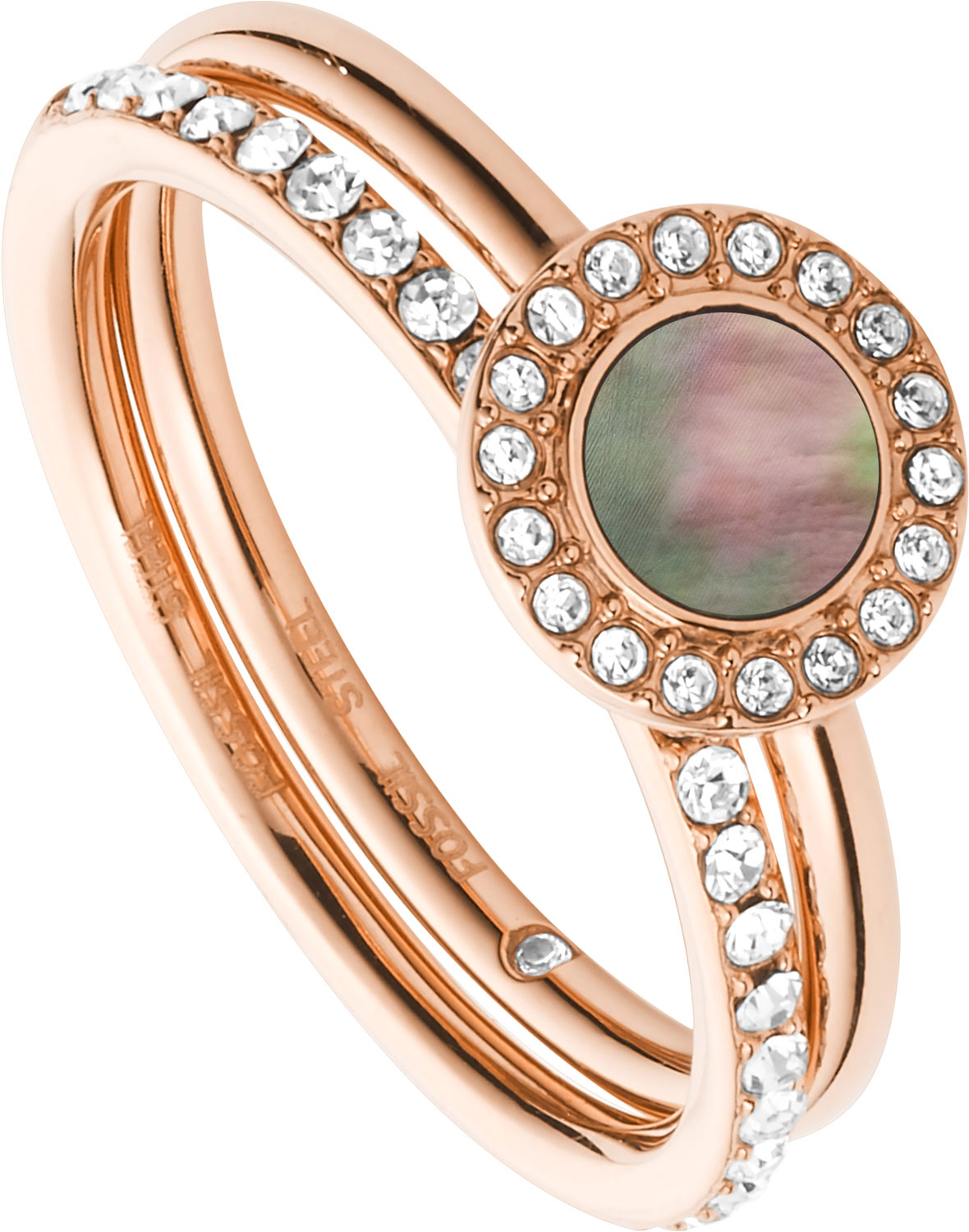 

Кольцо из стали с перламутром р. 16 Fossil JF02954791, JF02954791