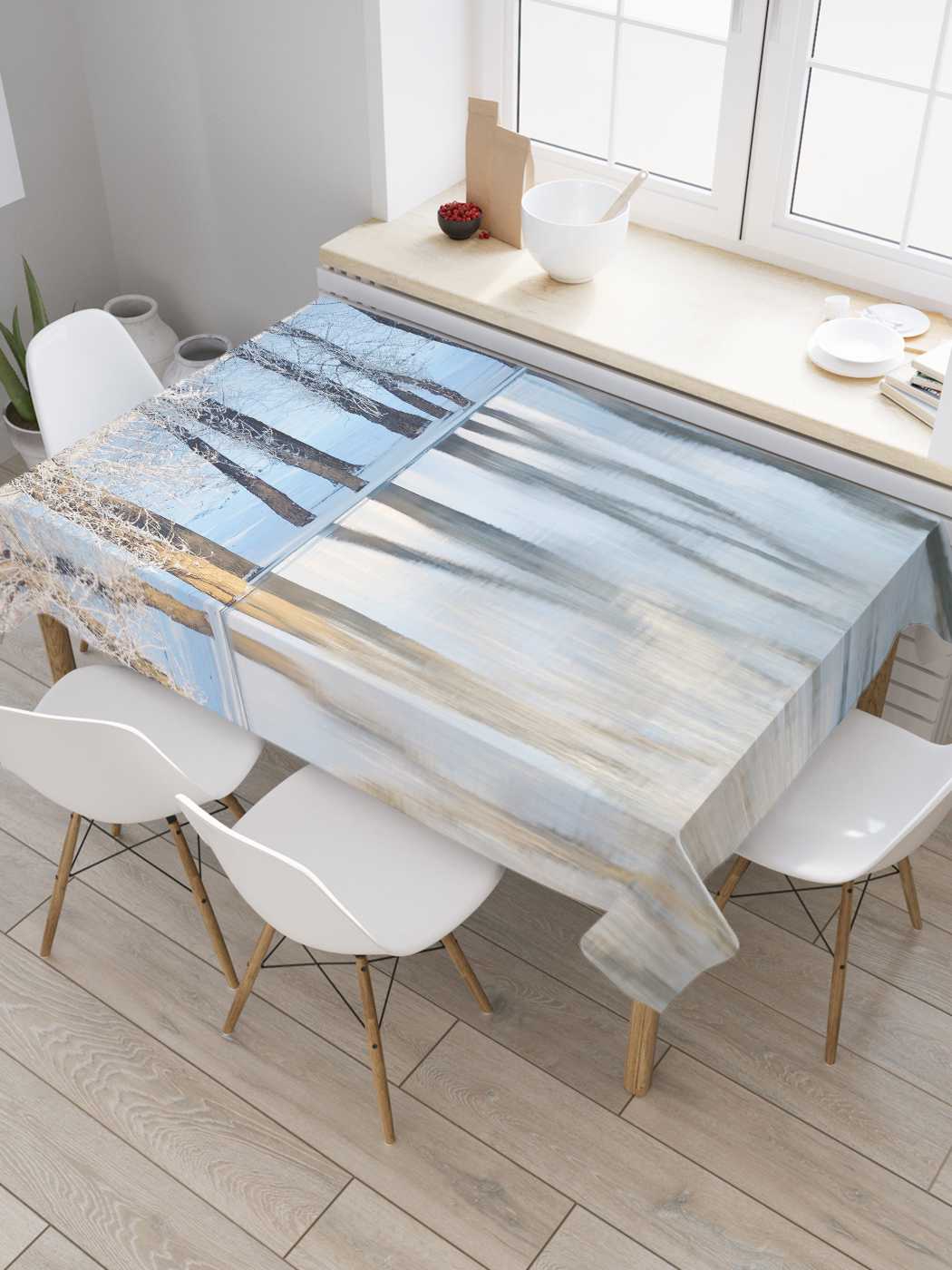 

Скатерть прямоугольная JoyArty "Снежные объятья" из сатена, 180x145 см, Коричневый, Снежные объятья