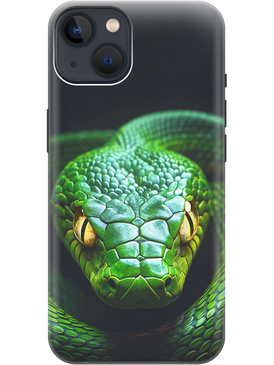 

Силиконовый чехол на Apple iPhone 14 с принтом "Зеленая змея", Прозрачный;черный;серебристый;зеленый, 745400513