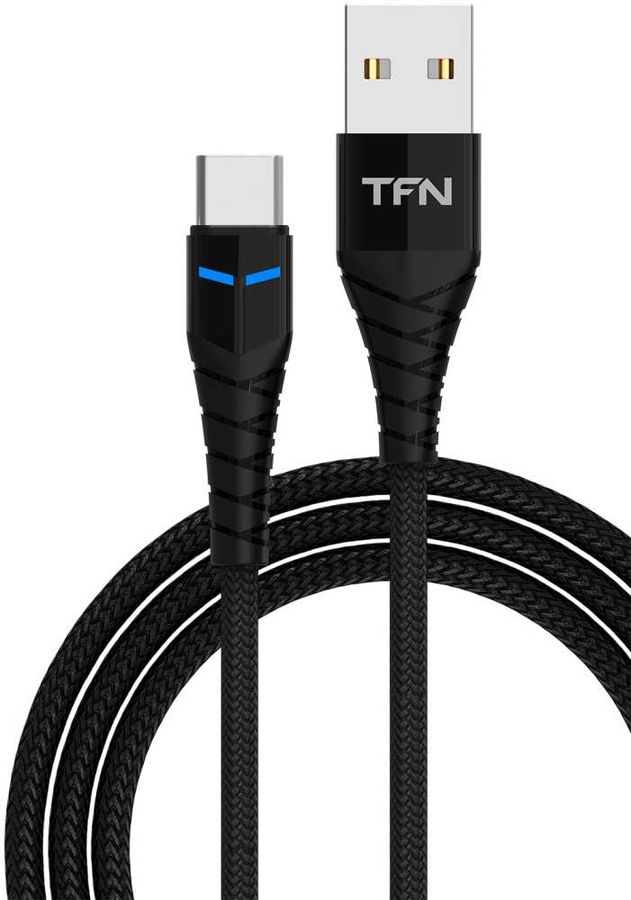 фото Кабель tfn knight, usb a(m), usb type-c (m), 1м, черный tfn-cknusbcusb1mbk