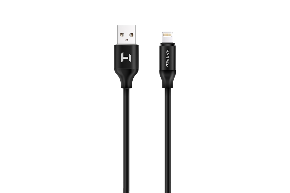 фото Кабель harper lightning (m), usb a(m), 1м, черный sch-530