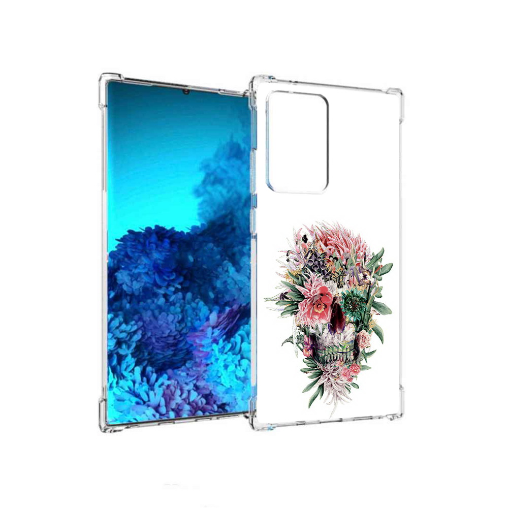 

Чехол MyPads Tocco для Samsung Galaxy Note 20 Ultra череп из цветов (PT151896.552.677), Прозрачный, Tocco