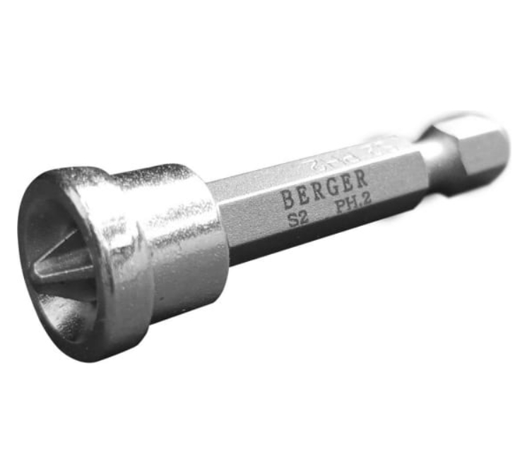

Биты магнитные для гипсокартона с ограничителем PH2x50мм, 2 шт., S2 BERGER BG2423
