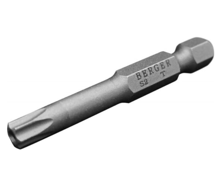 Биты магнитные TORX c отверстием T27Hx50мм, 2 шт., S2 BERGER BG2416 биты магнитные hex3x50мм 2 шт s2 berger bg2404