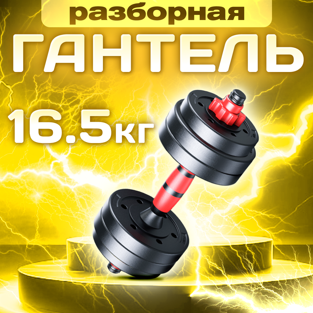 

Разборная гантель ТИТАН 16,5 кг, Черный, Гантель разборная