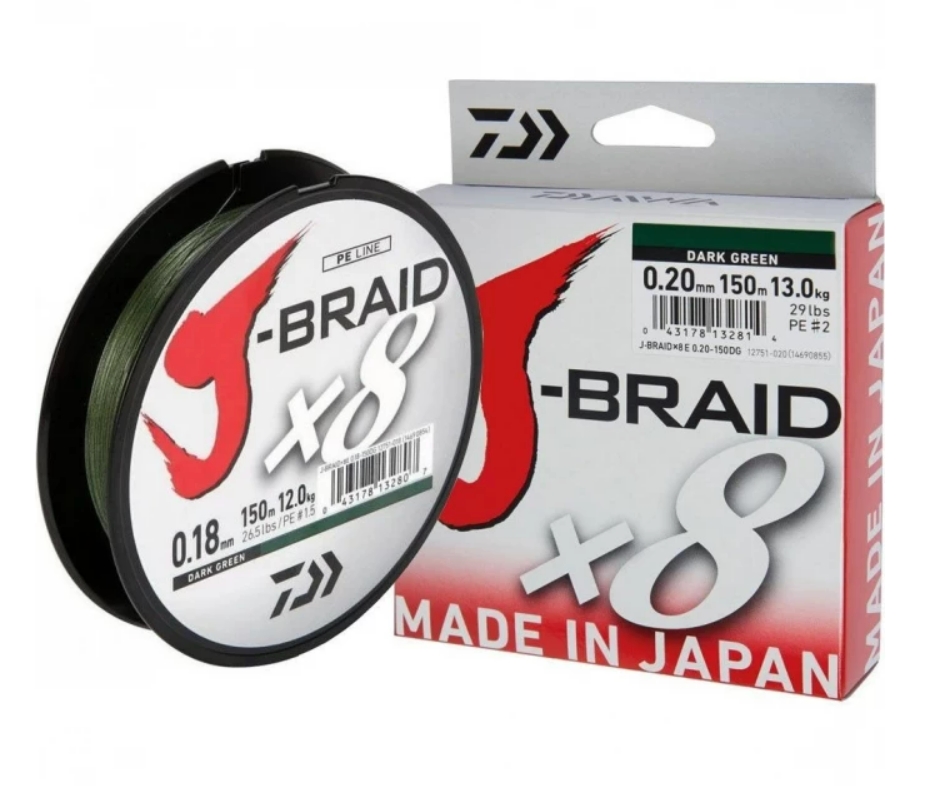 

DAIWA Леска плетеная (шнур) DAIWA J-BRAID X8 (12751-020 (150 м 0,2мм), J-Braid X8
