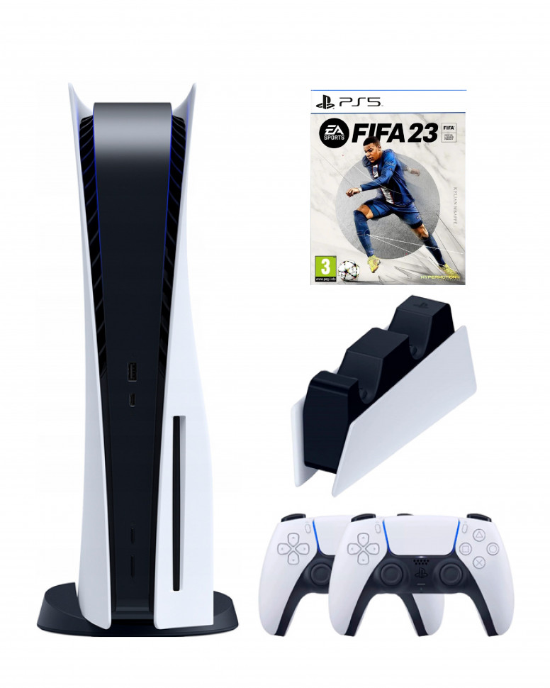 фото Игровая приставка sony playstation 5 (3-ревизия)+2-й геймпад+зарядное+fifa-23(диск)