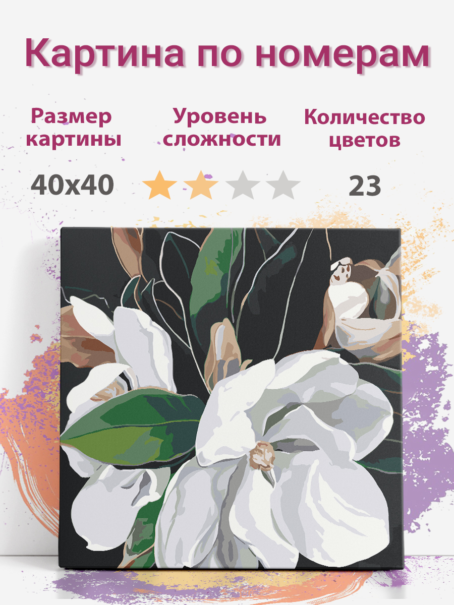 

Картина по номерам Раскрасим сами белые цветы холст на подрамнике 40х40 см, белые цветы