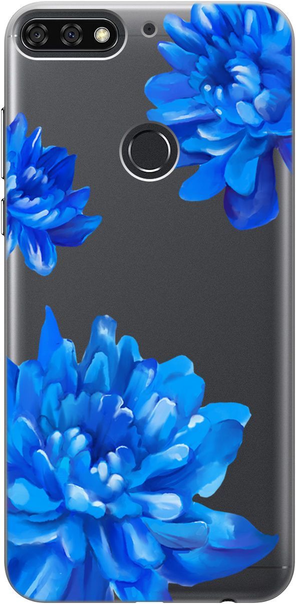 

Чехол на Honor 7C/7A Pro/Huawei Y6 Prime (2018) "Amazing Asters" прозрачный, Прозрачный;голубой, 5281
