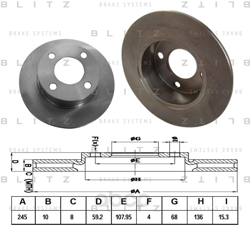 

Тормозной диск BLITZ для Audi 80, 90, 100 1986 BS0102