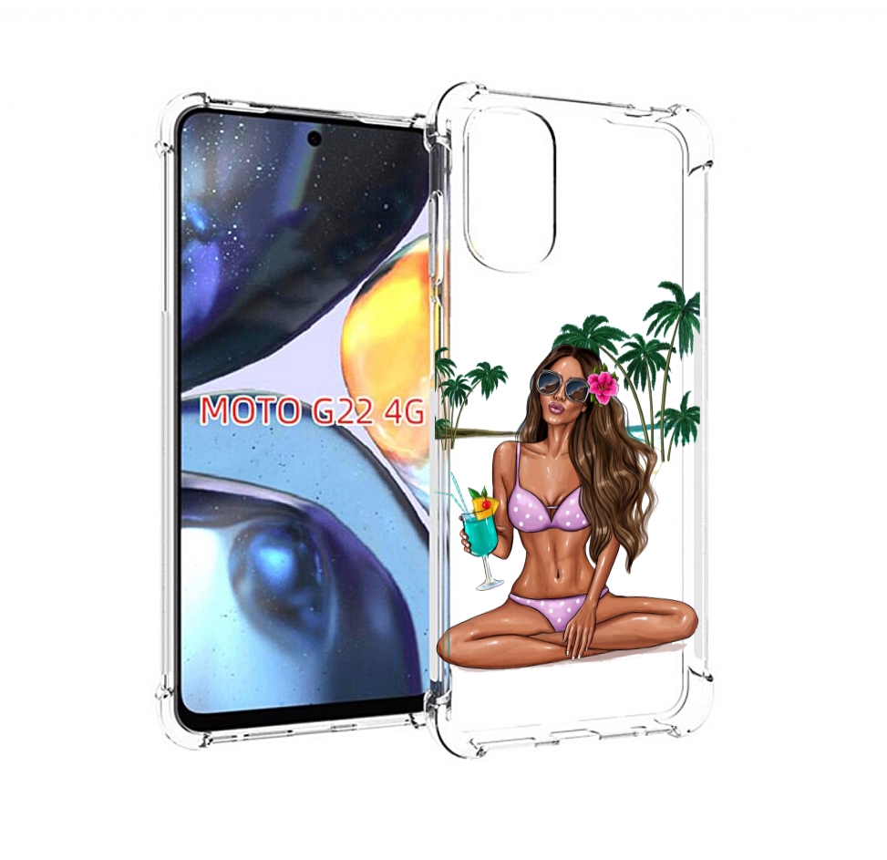 

Чехол MyPads Гавайская-девушка женский для Motorola Moto G22 4G, Прозрачный, Tocco