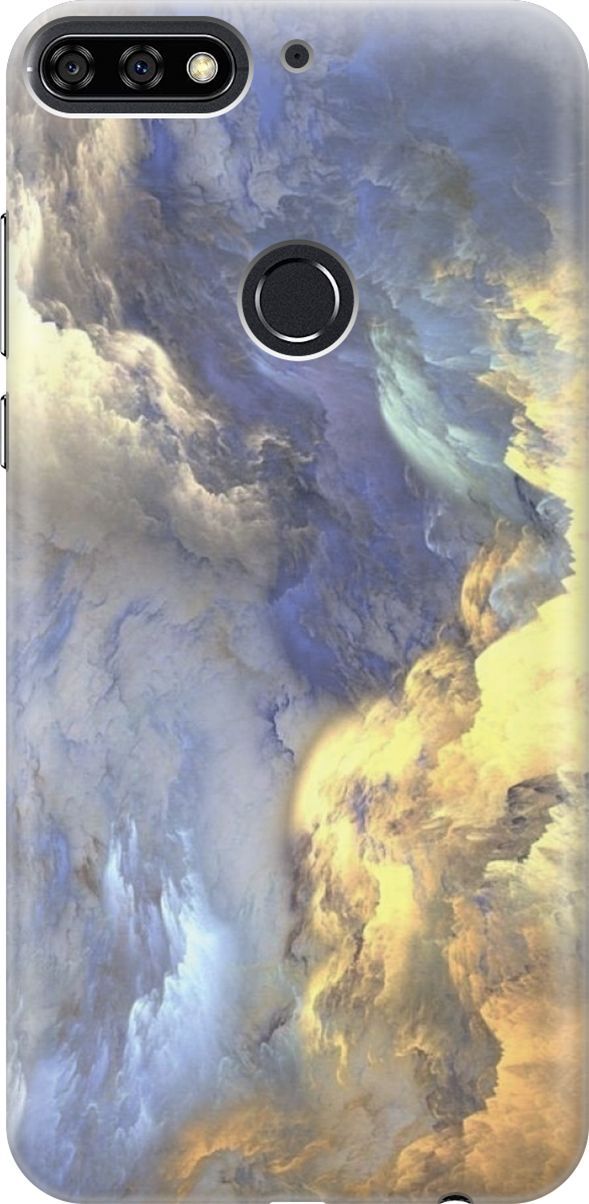 

Чехол на Honor 7C/7A Pro/Huawei Y6 Prime (2018) "Желто-синие облака", Желтый;синий, 6186