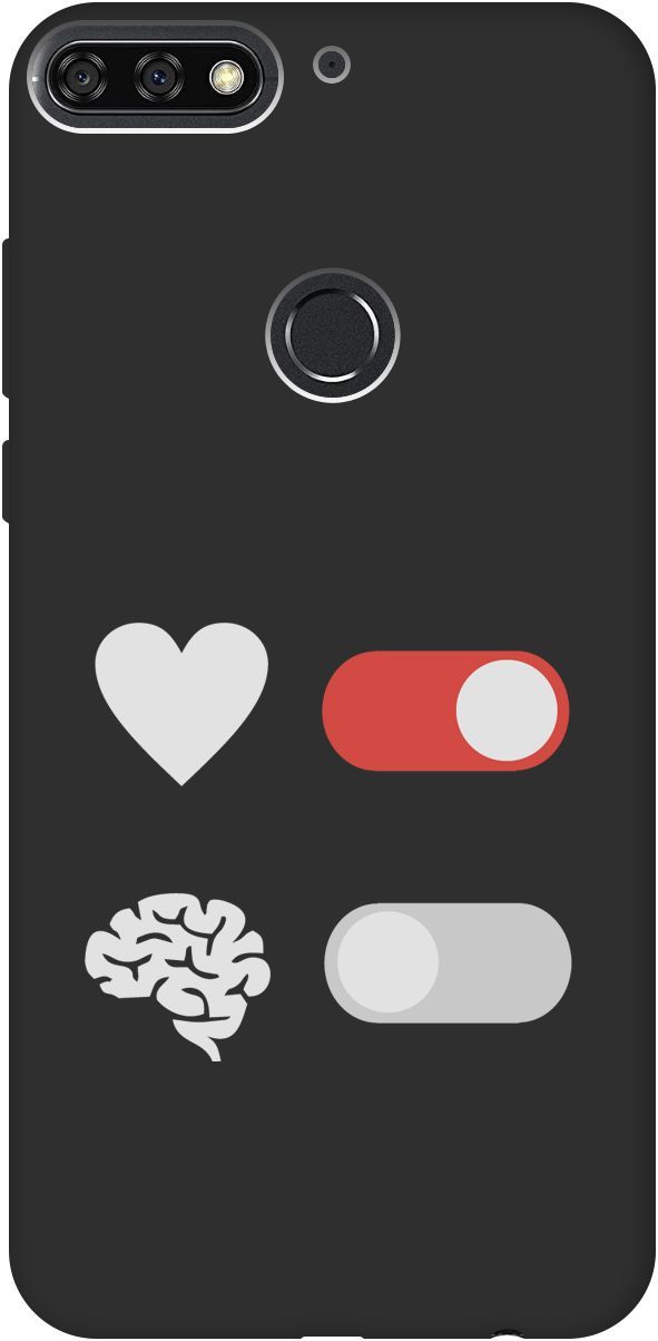 

Чехол на Honor 7C/7A Pro/Huawei Y6 Prime (2018) "Brain Off W" черный, Черный;белый, 8392