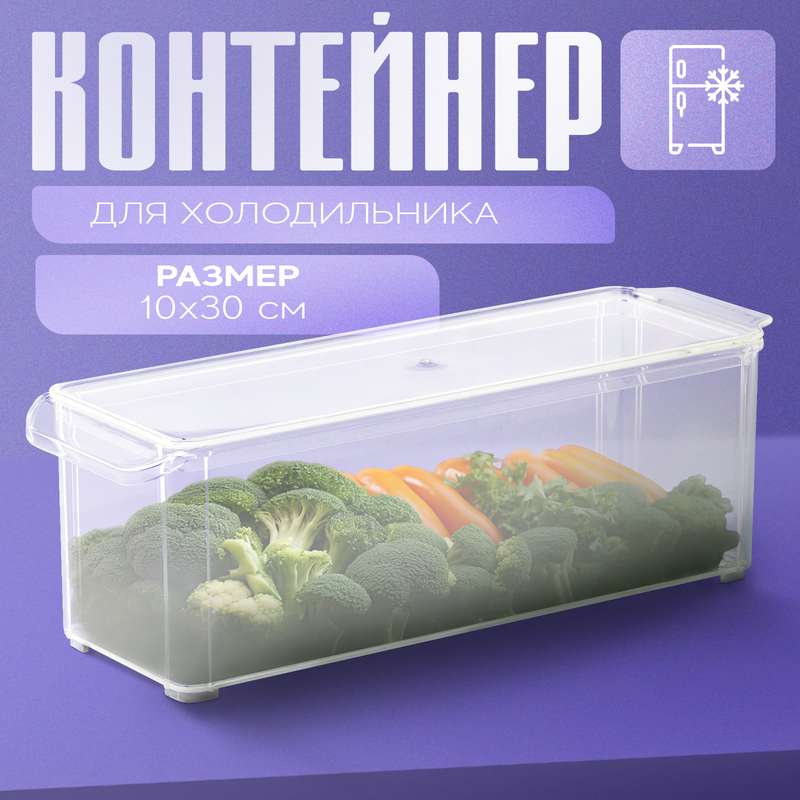 

Органайзер для холодильника с крышкой IDEA, 10x30x10 см, цвет прозрачный