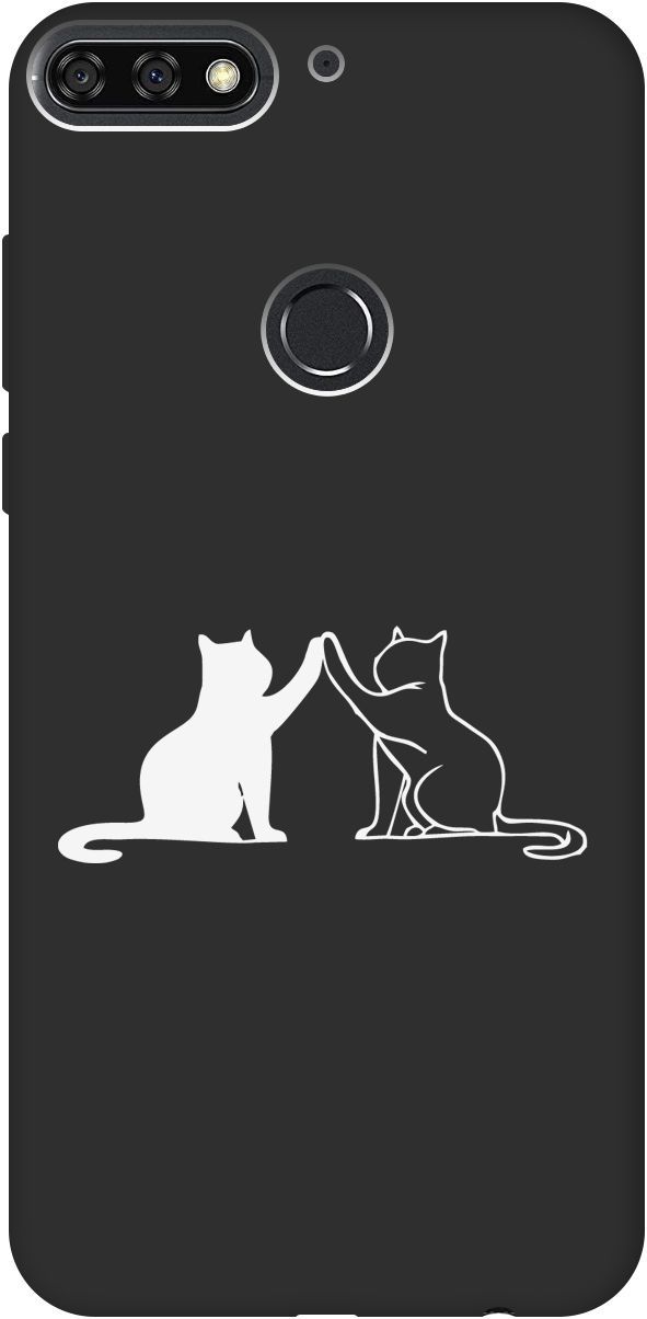 

Чехол на Honor 7C/7A Pro/Huawei Y6 Prime (2018) "Cats W" черный, 8392