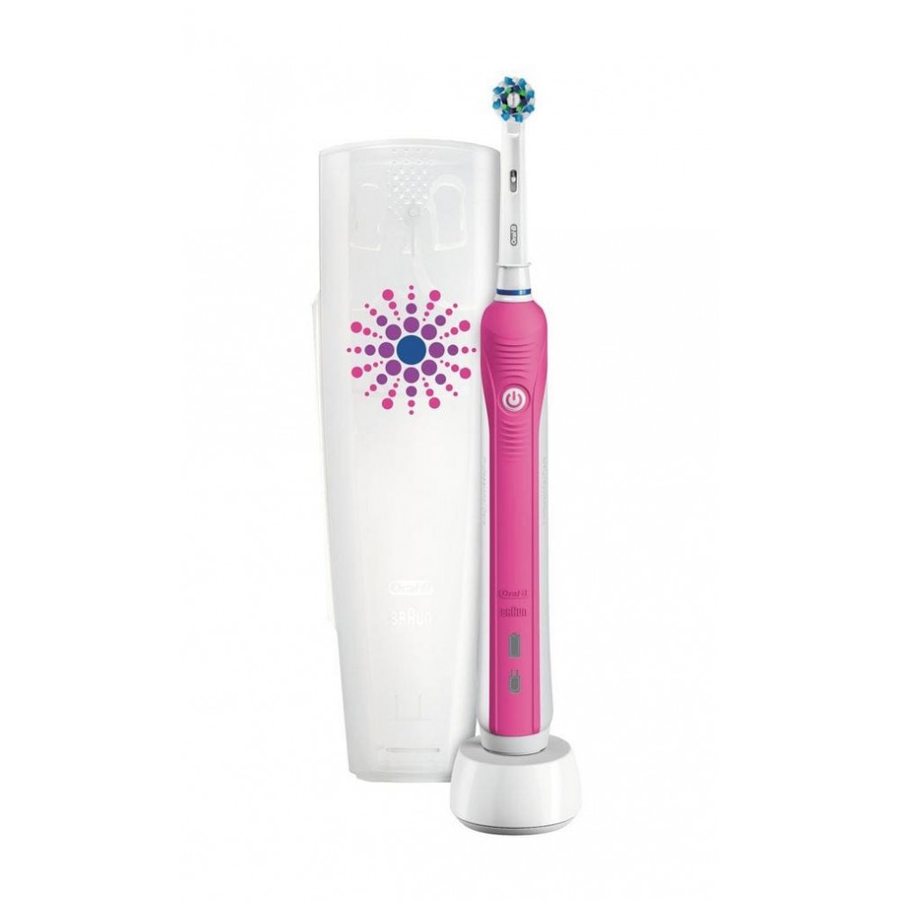 фото Электрическая зубная щетка braun oral-b pro 750 d16.513.ux pink + футляр