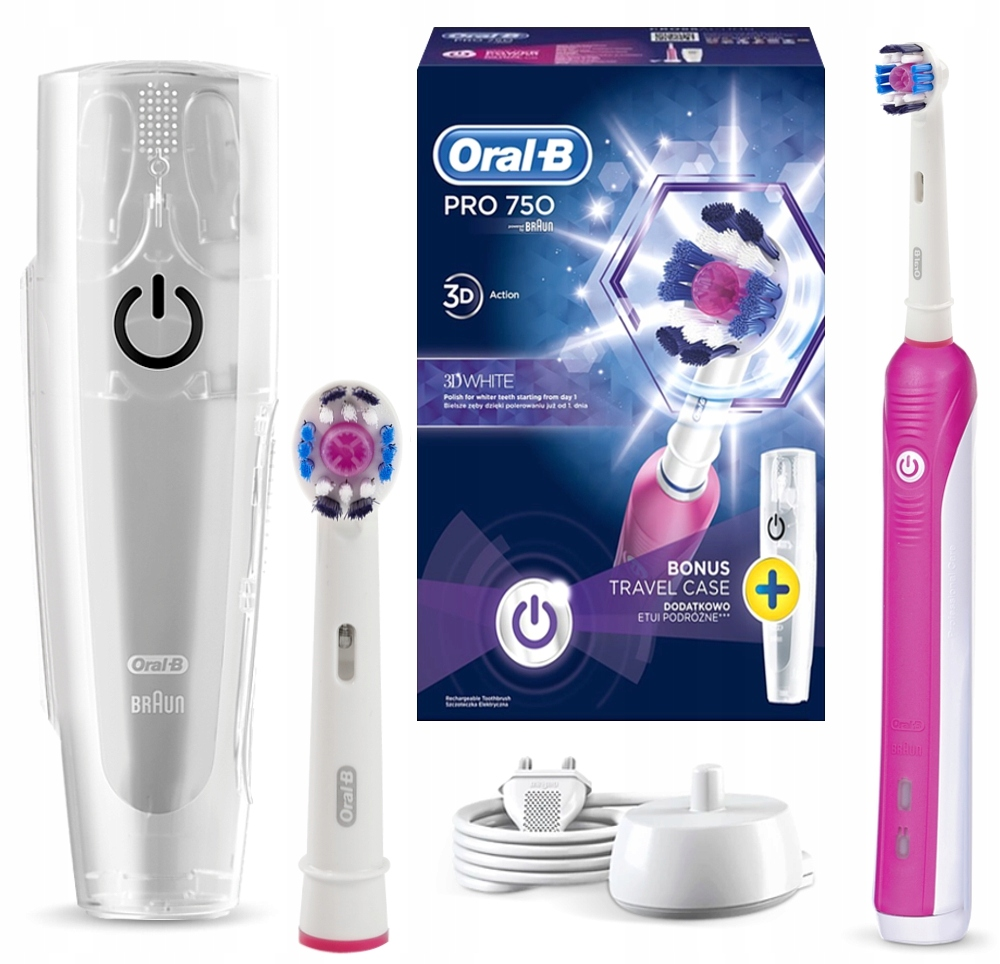 Электрическая зубная щетка Braun Oral-B PRO 750 D16.513.UX Pink + футляр электрическая зубная щетка braun oral b kids toothbrush db 4510 k красный синий